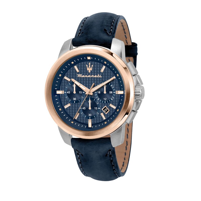 Main Image 1 of Maserati Successo Men's Blue Chrono Dial Blue Leather Strap Watch