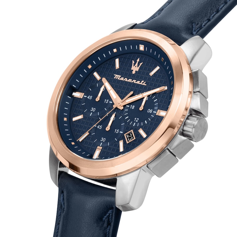 Main Image 5 of Maserati Successo Men's Blue Chrono Dial Blue Leather Strap Watch