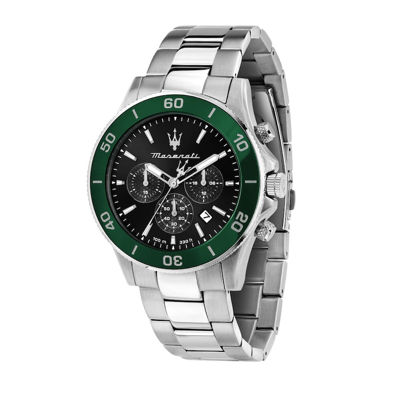 Main Image 1 of Maserati Competizione Men's Green Bezel Stainless Steel Bracelet Watch