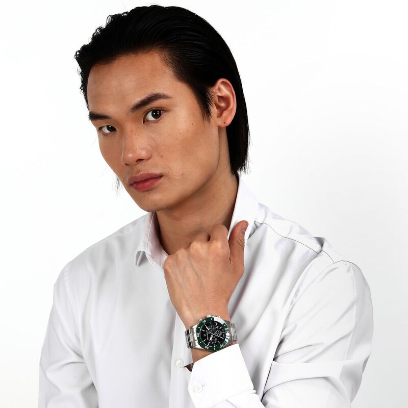 Main Image 4 of Maserati Competizione Men's Green Bezel Stainless Steel Bracelet Watch