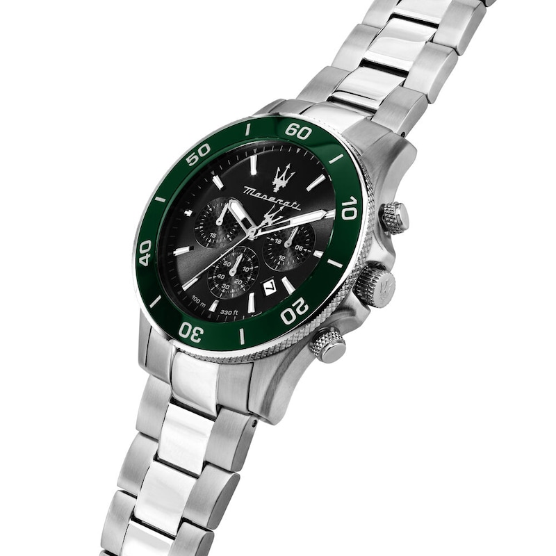 Main Image 5 of Maserati Competizione Men's Green Bezel Stainless Steel Bracelet Watch