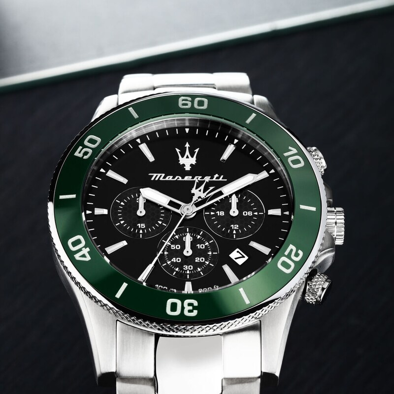 Main Image 6 of Maserati Competizione Men's Green Bezel Stainless Steel Bracelet Watch