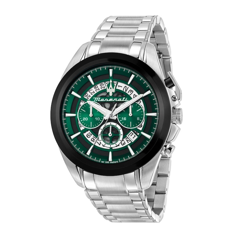 Main Image 1 of Maserati Traguardo Men's Green Skeleton Dial Stainless Steel Bracelet Watch