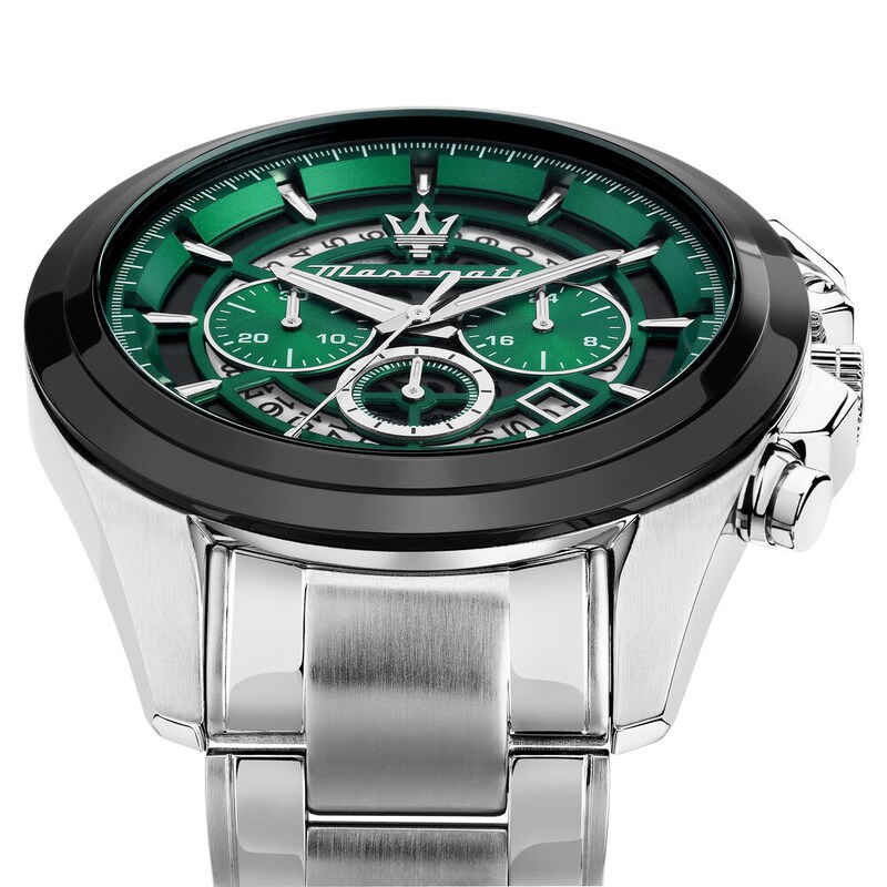 Main Image 6 of Maserati Traguardo Men's Green Skeleton Dial Stainless Steel Bracelet Watch