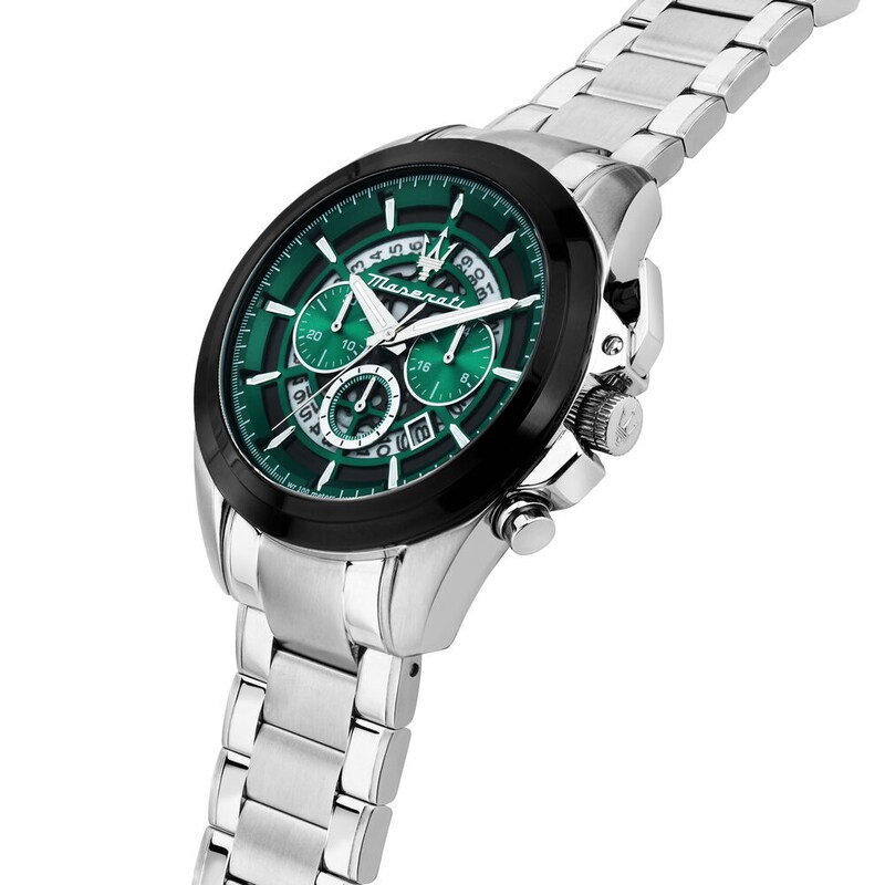 Main Image 7 of Maserati Traguardo Men's Green Skeleton Dial Stainless Steel Bracelet Watch
