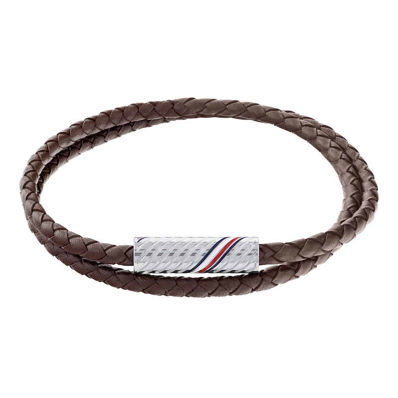 Main Image 1 of Tommy Hilfiger Men's Brown Double Wrap Braid Bracelet