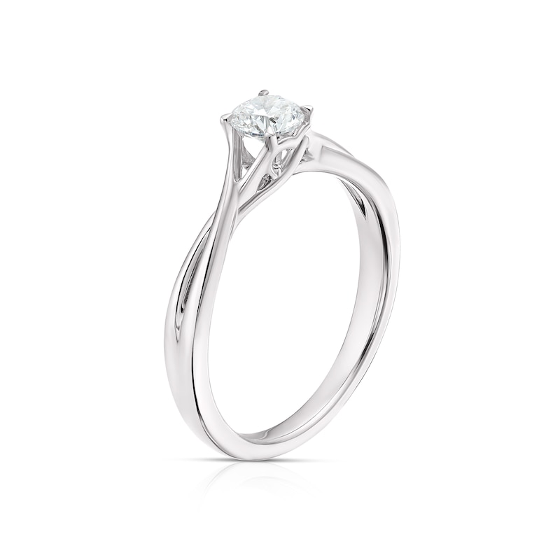 Main Image 2 of 9ct White Gold 0.33ct Diamond Twisted Shoulders Solitaire Ring