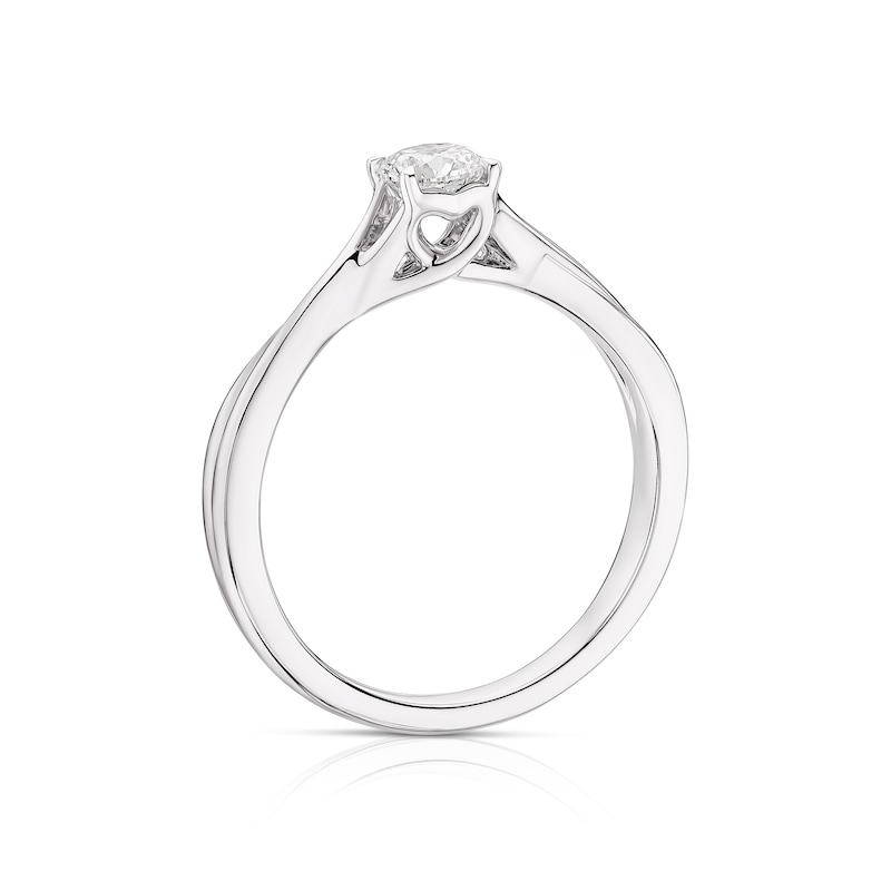 Main Image 3 of 9ct White Gold 0.33ct Diamond Twisted Shoulders Solitaire Ring