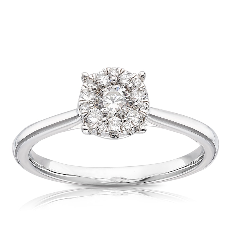 Main Image 1 of 18ct White Gold 0.33ct Diamond Round Halo Cluster Ring