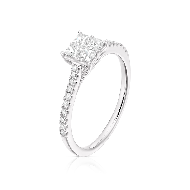 Main Image 2 of 14ct White Gold 0.50ct Diamond Princess Cut Cluster Ring