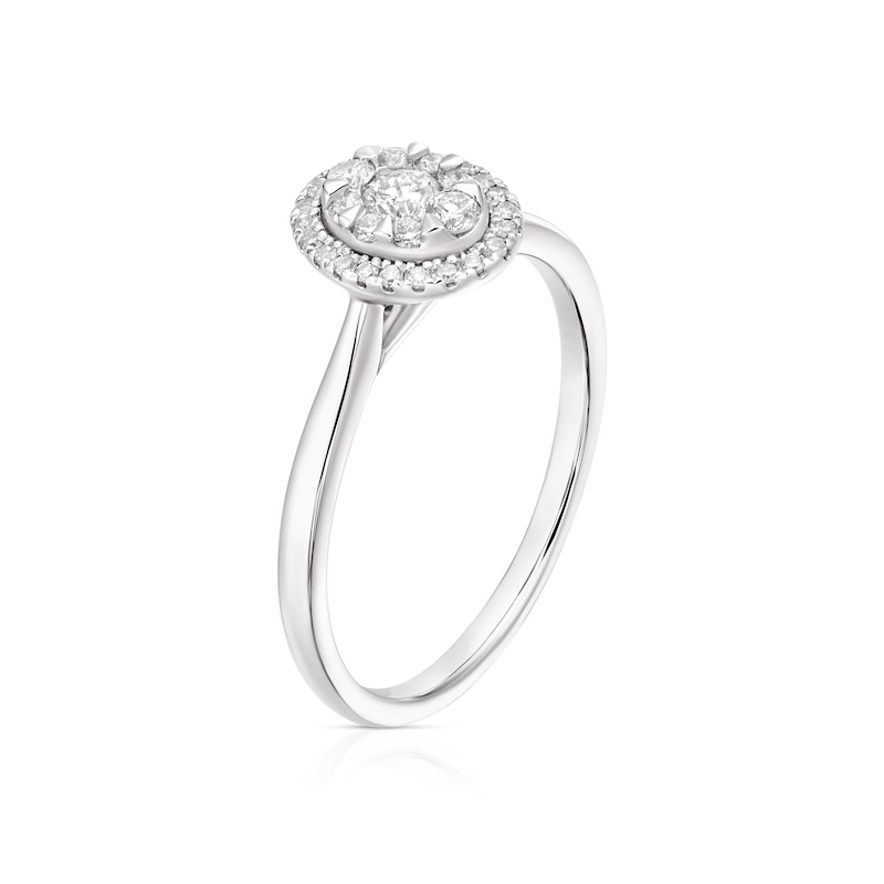 9ct White Gold 0.25ct Diamond Oval Double Halo Ring