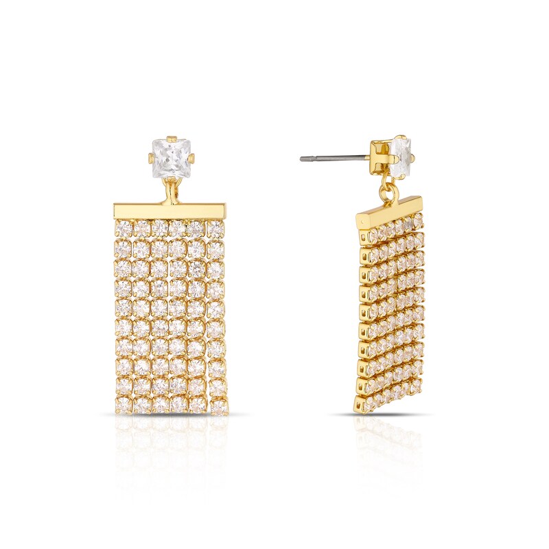Main Image 1 of Gold Plated Cubic Zirconia Shimmer Drop Earrings