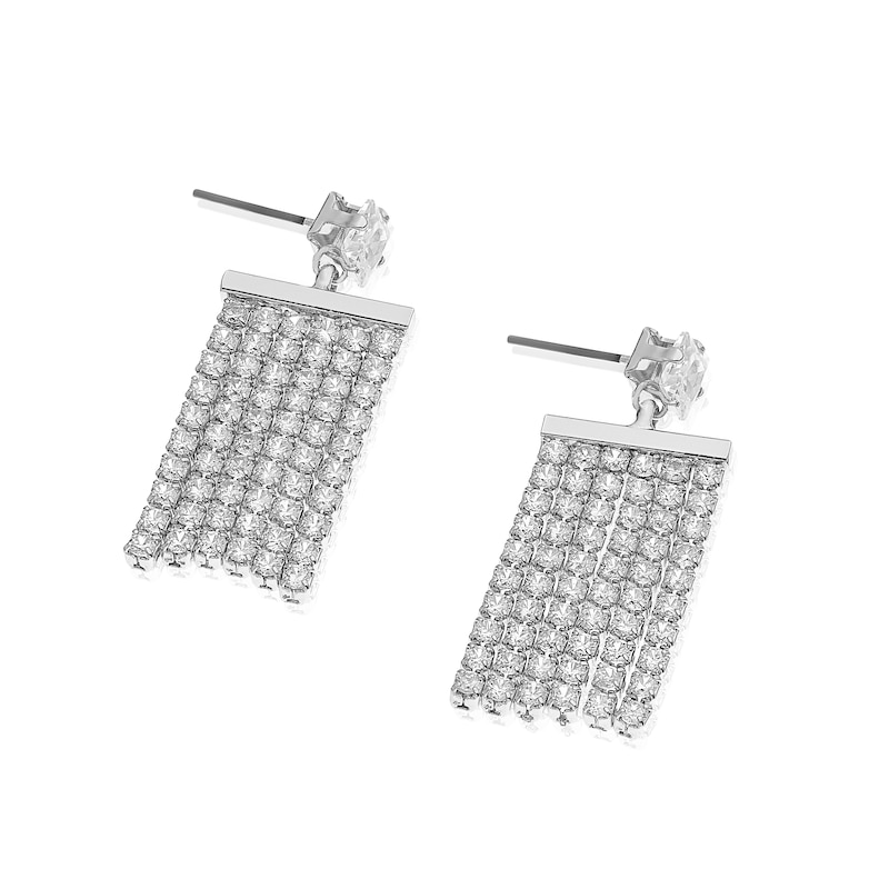 Main Image 2 of Silver Plated Cubic Zirconia Shimmer Drop Earrings