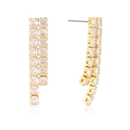 Gold Plated Cubic Zirconia Double Drop Earrings
