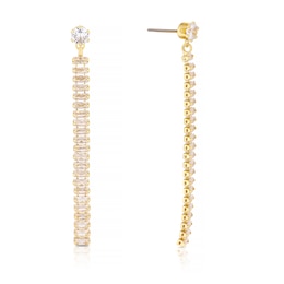 Gold Plated Cubic Zirconia Bar Drop Earrings