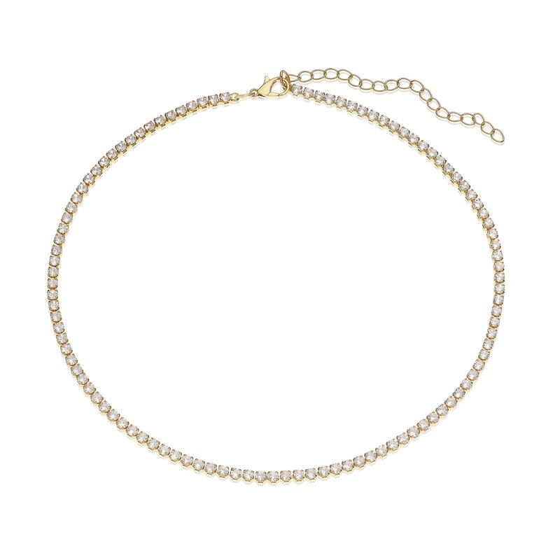Main Image 2 of Gold Plated Cubic Zirconia 16" Tennis Necklace