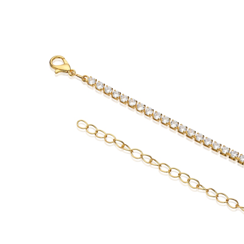 Main Image 3 of Gold Plated Cubic Zirconia 16" Tennis Necklace