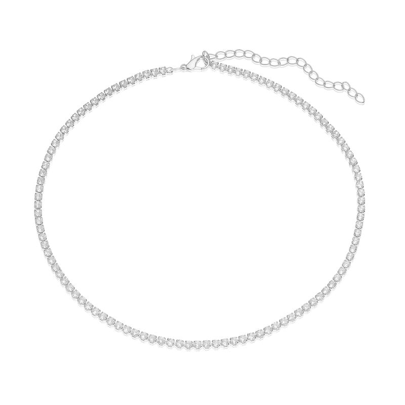 Main Image 2 of Silver Plated Cubic Zirconia 16" Tennis Necklace