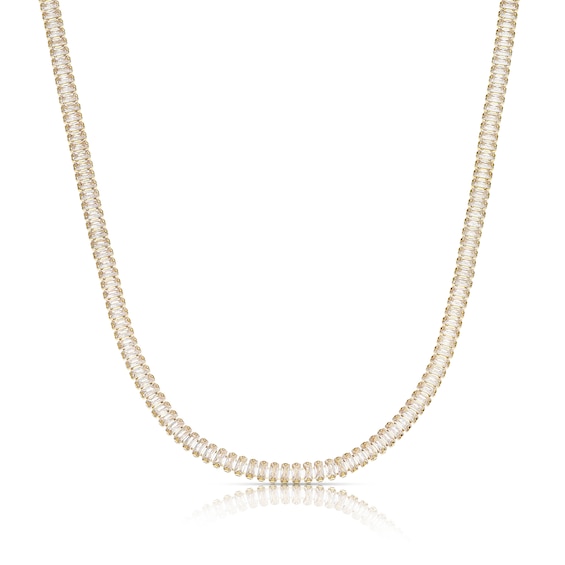 Gold Plated Cubic Zirconia 16 Bar Necklace