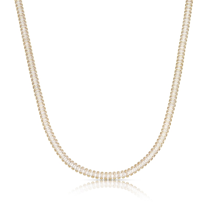 Main Image 1 of Gold Plated Cubic Zirconia 16" Bar Necklace
