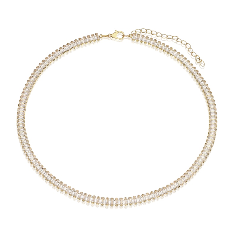 Main Image 2 of Gold Plated Cubic Zirconia 16" Bar Necklace