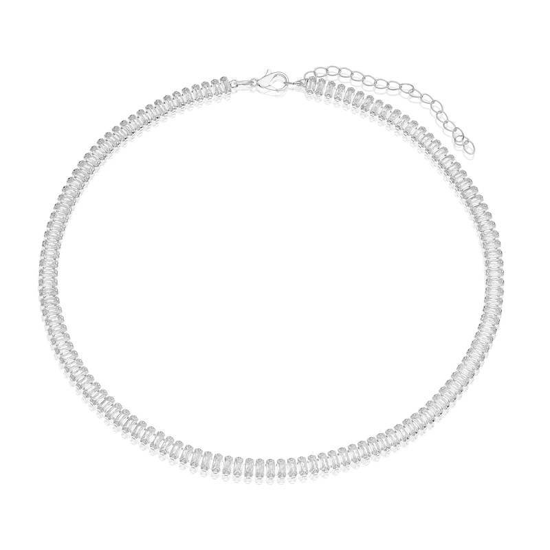 Main Image 2 of Silver Plated Cubic Zirconia 16" Bar Necklace
