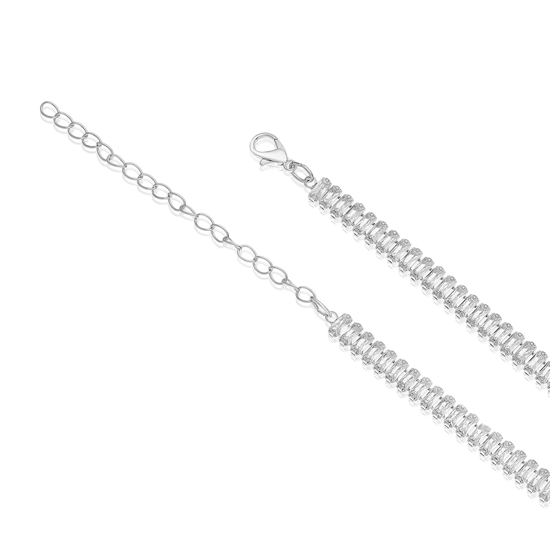 Main Image 3 of Silver Plated Cubic Zirconia 16" Bar Necklace