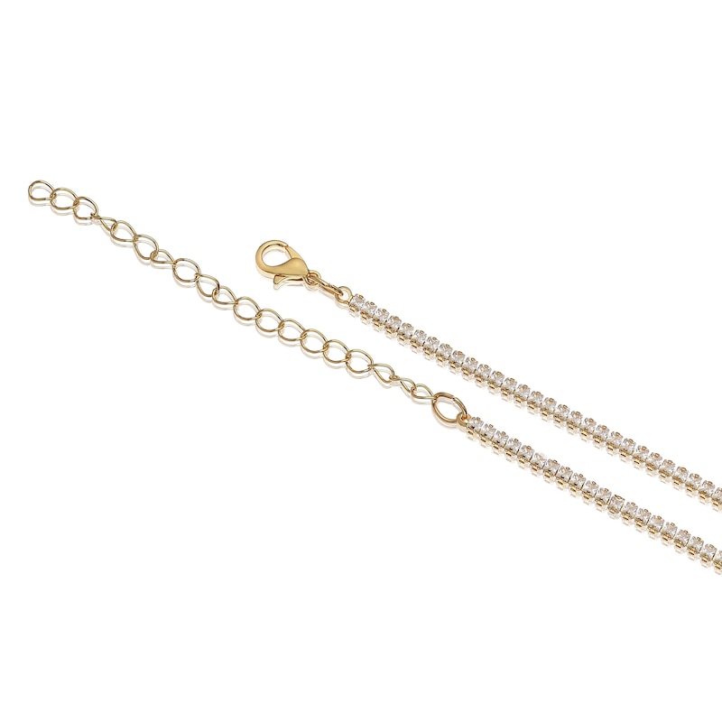 Main Image 3 of Gold Plated Cubic Zirconia Y Drop Pendant Necklace