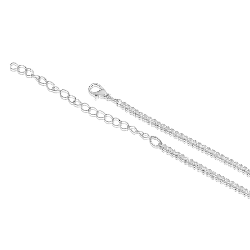 Main Image 3 of Silver Plated Cubic Zirconia Y Drop Pendant Necklace