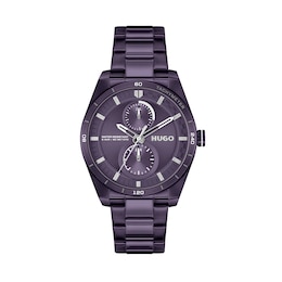 HUGO #FAST FOR HER Ladies' Multifunction Purple Tone Bracelet Watch