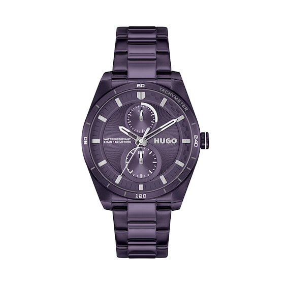 HUGO #FAST FOR HER Ladies' Multifunction Purple Tone Bracelet Watch