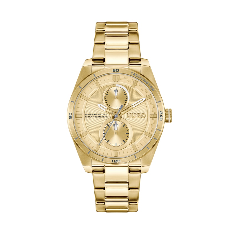 Main Image 1 of HUGO #FAST FOR HER Ladies' Multifunction Gold Dial Gold Tone Bracelet Watch