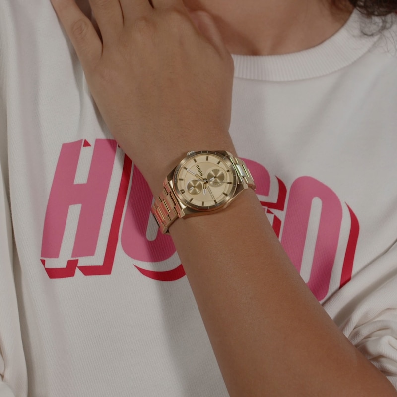 Main Image 4 of HUGO #FAST FOR HER Ladies' Multifunction Gold Dial Gold Tone Bracelet Watch
