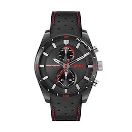 HUGO #FAST Men's Multifunction Black Dial Black Leather Strap Watch