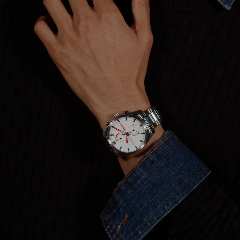 Main Image 3 of HUGO #FAST Men's Multifunction White Dial Stainless Steel Bracelet Watch