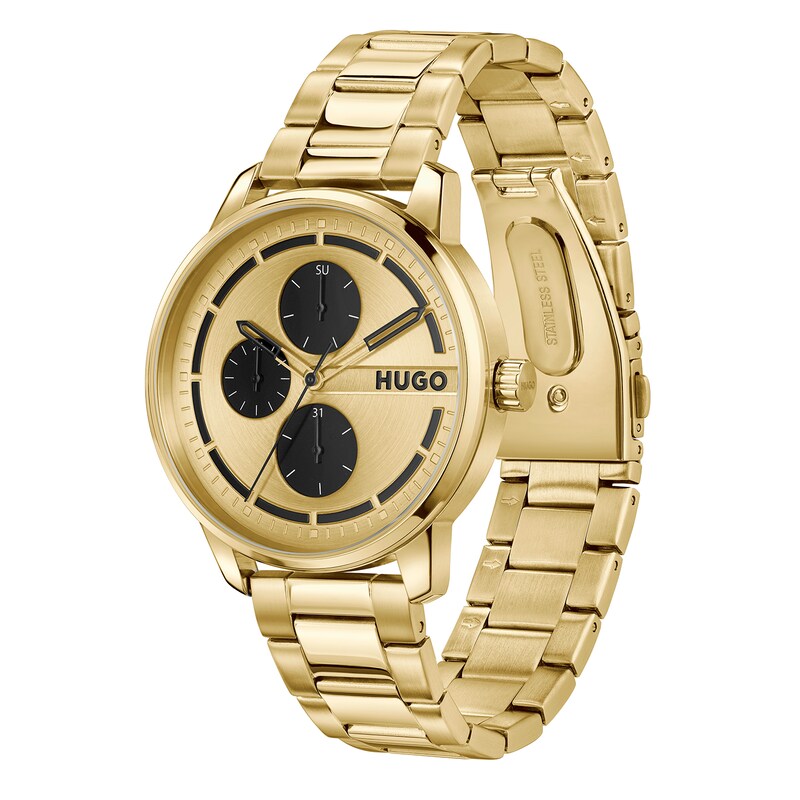 Main Image 3 of HUGO #STAMP MULTI Men's Gold Tone Bracelet Watch