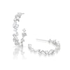 Thumbnail Image 1 of Emmy London Platinum Plated Sterling Silver Round & Baguette Cubic Zirconia Cluster Slim Hoop Earrings