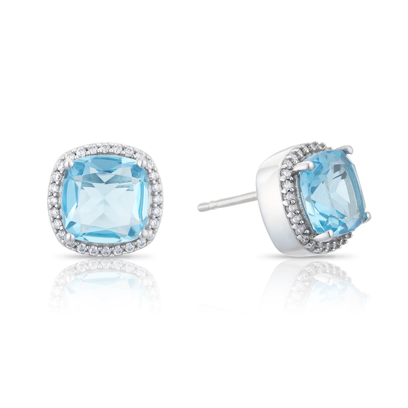 Main Image 1 of Emmy London Platinum Plated Sterling Silver Blue Glass Earrings