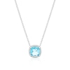 Thumbnail Image 1 of Emmy London Platinum Plated Sterling Silver Light Blue Glass Stone & Cubic Zirconia Halo Necklace