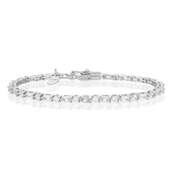 Emmy London Platinum Plated Sterling Silver Baguette and Rou