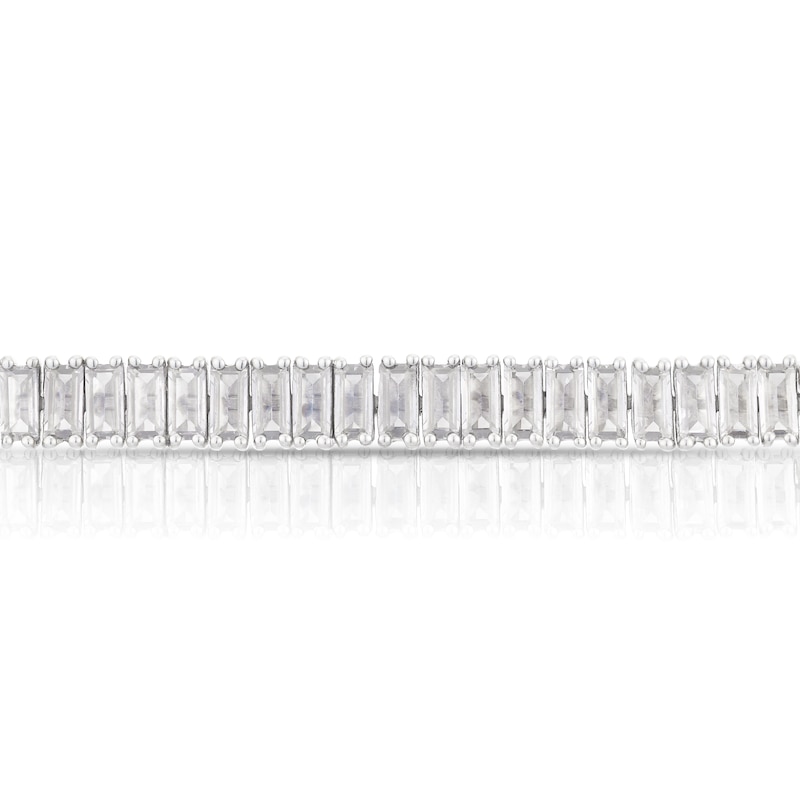 Main Image 2 of Emmy London Platinum Plated Sterling Silver Baguette-Shaped Cubic Zirconia Tennis Bracelet