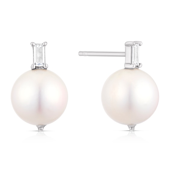 Emmy London Platinum Plated Sterling Silver Baguette Cubic Z