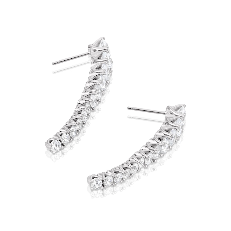 Main Image 2 of Emmy London Platinum Plated Sterling Silver Round Cubic Zirconia Graduated Drop Earrings