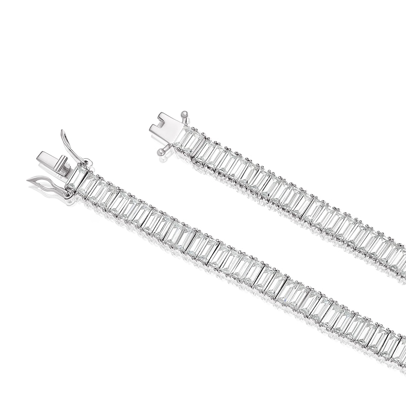 Main Image 3 of Emmy London Platinum Plated Sterling Silver Baguette Cubic Zirconia Tennis Necklace