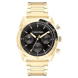 Calvin Klein Men's Black Brushed Dial Gold Tone Bracelet Watch
