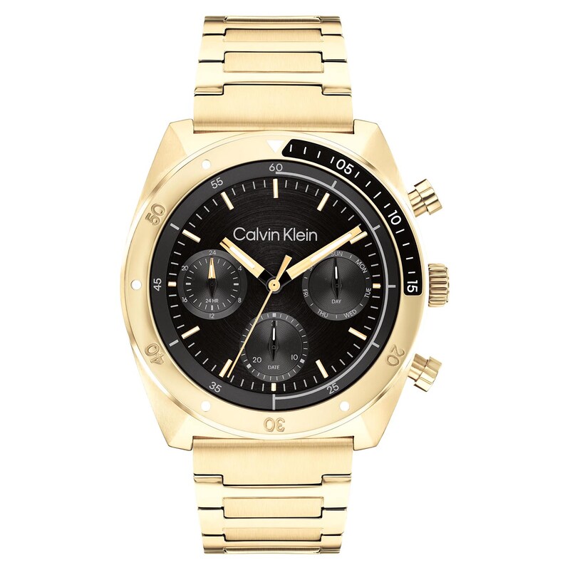 Main Image 1 of Calvin Klein Men's Black Brushed Dial Gold Tone Bracelet Watch