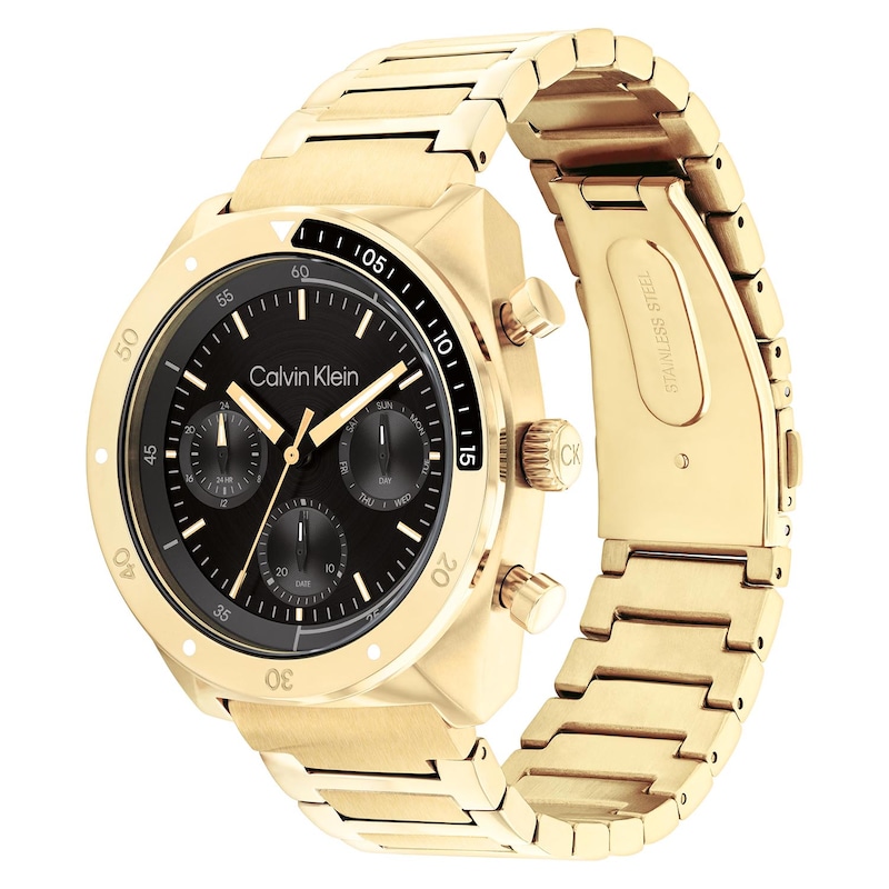 Main Image 2 of Calvin Klein Men's Black Brushed Dial Gold Tone Bracelet Watch
