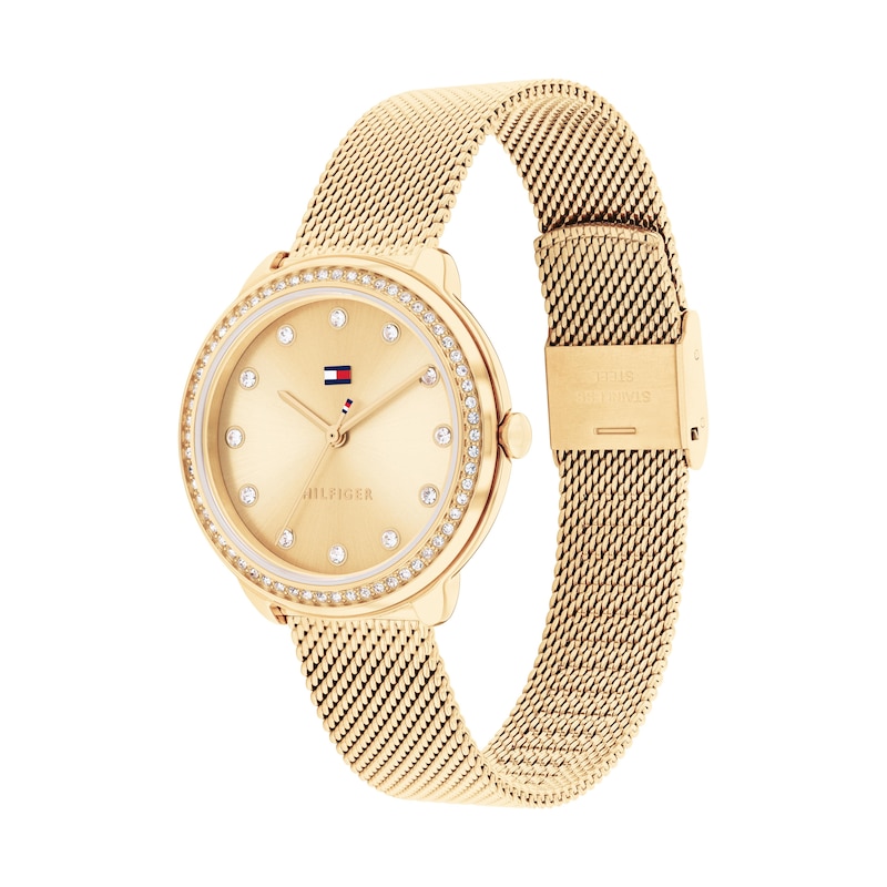 Main Image 2 of Tommy Hilfiger Ladies' Crystal Bezel Gold Tone Mesh Strap Watch