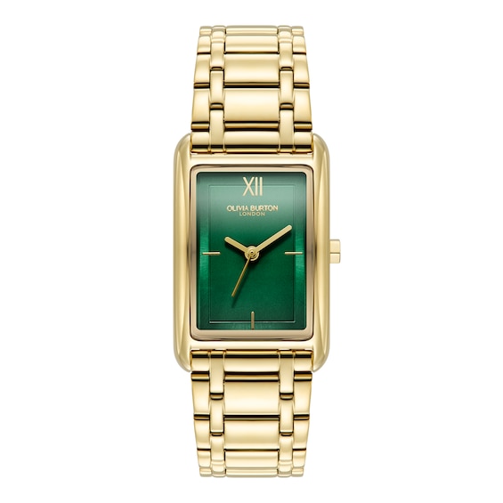 Olivia Burton Grove Women's Green Dial Gold Tone Bracelet Watch