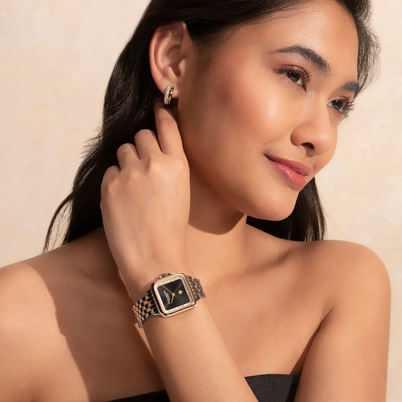 Main Image 6 of Olivia Burton Grosvenor Ladies' Black Dial Two Tone Gold Tone Bracelet Watch